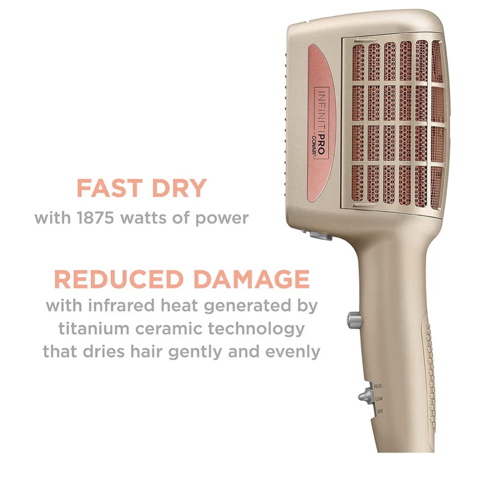 NEW INFINITIPRO BY CONAIR 4-in-1 Frizz Free Styling Hair Dryer, 1875W - Picture 6 of 9